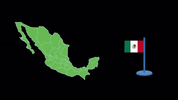 メキシコの旗と地図の形アニメーション — ストック動画