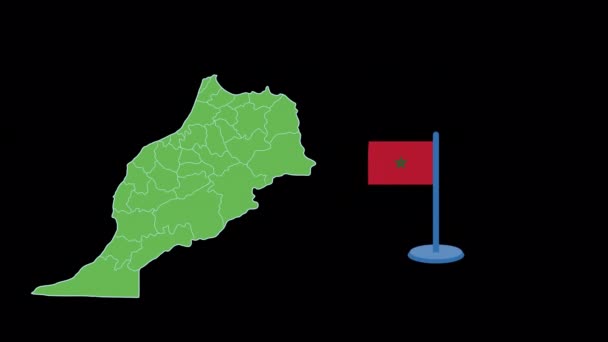 モロッコ国旗と地図形状アニメーション — ストック動画