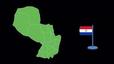 Paraguay Bayrak ve Harita Şekil Canlandırması