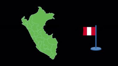 Peru Bayrak ve Harita Şekil Canlandırması
