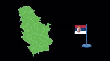 Sırbistan Bayrak ve Harita Şekil Canlandırması