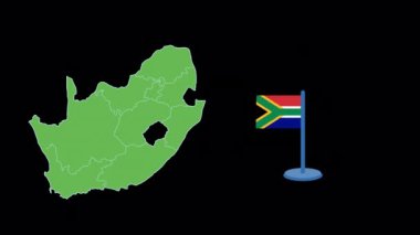 Güney Afrika Bayrak ve Harita Şekil Canlandırması