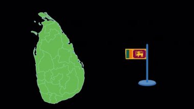 Sri Lanka Bayrağı ve Harita Şekil Canlandırması