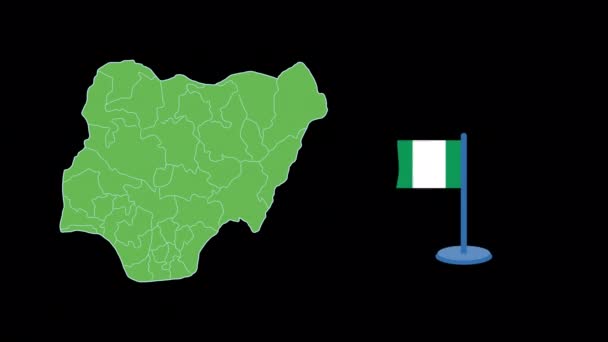 ナイジェリア国旗と地図形状アニメーション — ストック動画