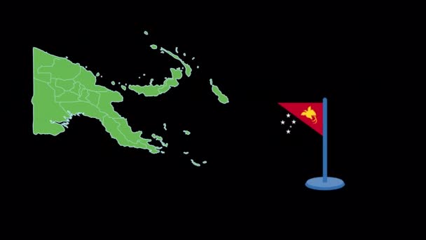 Papua Nova Guiné Bandeira Mapa Forma Animação — Vídeo de Stock