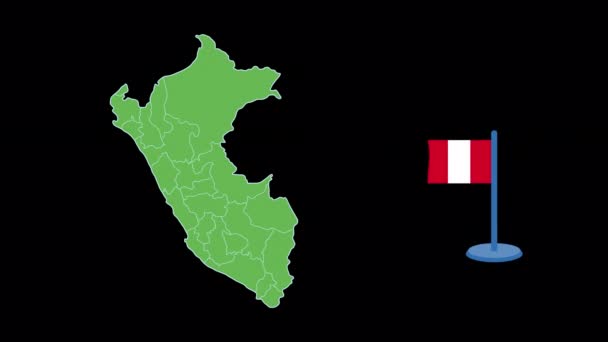 Bandeira Peru Animação Forma Mapa — Vídeo de Stock