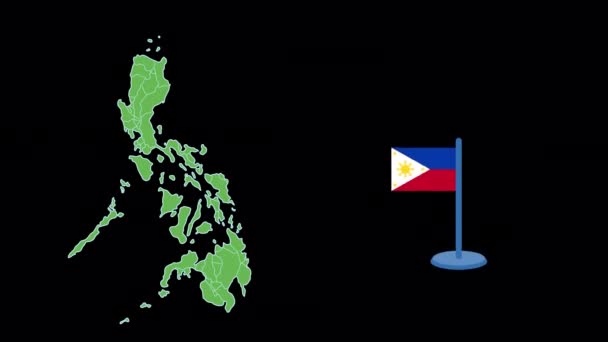 フィリピン国旗と地図形状アニメーション — ストック動画