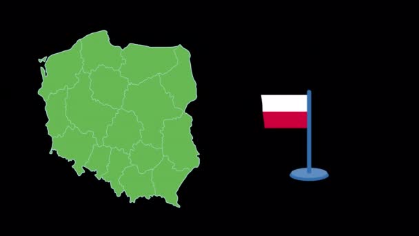 波兰国旗和地图造型动画 — 图库视频影像