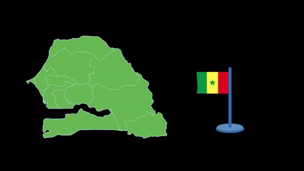 Σημαία Σενεγάλης Και Σχέδιο Χάρτη — Αρχείο Βίντεο