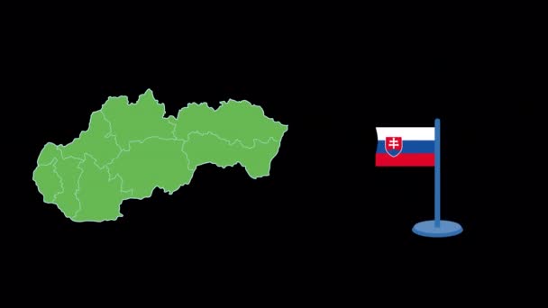 Slovakya Bayrak Harita Şekil Canlandırması — Stok video