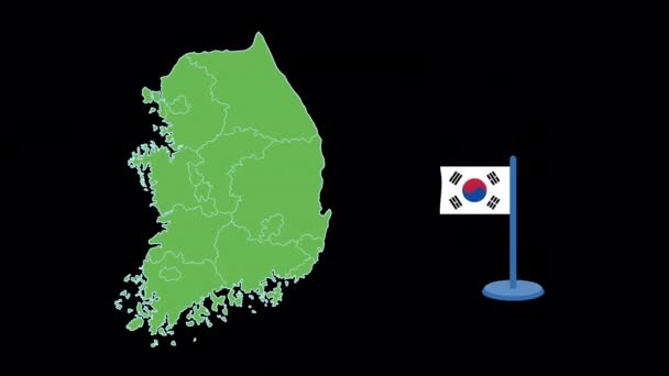 Coreia Sul Bandeira Mapa Forma Animação — Vídeo de Stock