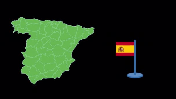 España Bandera Mapa Forma Animación — Vídeo de stock