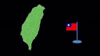 Tayvan Bayrağı ve Harita Şekli Canlandırması