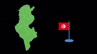Tunus Bayrak ve Harita Şekil Canlandırması