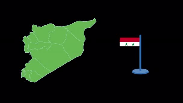 Animasi Bendera Dan Peta Suriah — Stok Video