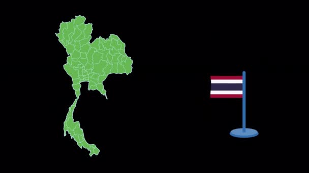 タイ国旗と地図形状アニメーション — ストック動画
