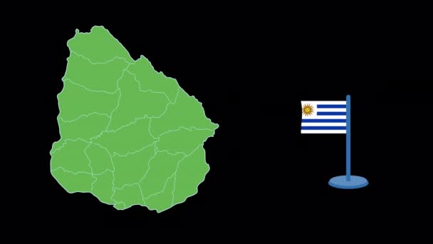Bandeira Uruguai Animação Forma Mapa — Vídeo de Stock