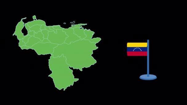 Σημαία Βενεζουέλας Και Μορφή Χάρτη Κινούμενο Σχέδιο — Αρχείο Βίντεο