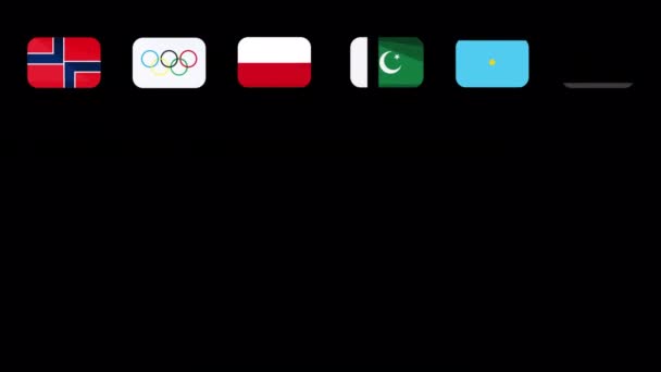 Ikona Flag Narodowych Ujawnia Animację — Wideo stockowe