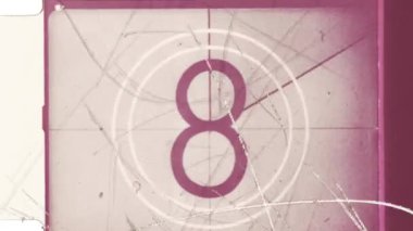 Grain Scratches ile film geri sayımı. Kırmızı Retro Vintage Arkaplanı