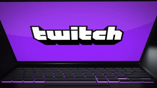 Nova York Eua Maio 2023 Twitch Logo Animação Tela Laptop — Vídeo de Stock