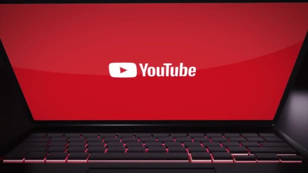 New York Usa Mai 2023 Youtube Logo Auf Laptop Bildschirmanimation — Stockvideo