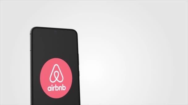Νέα Υόρκη Ηπα Μαΐου 2023 Λογότυπο Airbnb Στην Οθόνη Του — Αρχείο Βίντεο