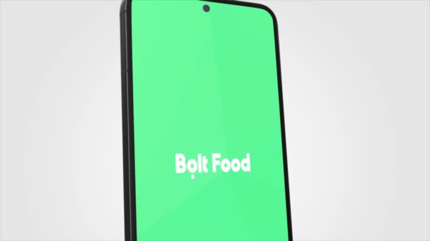 Νέα Υόρκη Ηπα Μαΐου 2023 Λογότυπο Bolt Food Στην Οθόνη — Αρχείο Βίντεο