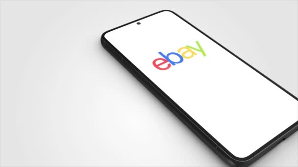 Νέα Υόρκη Ηπα Μαΐου 2023 Λογότυπο Ebay Στην Οθόνη Του — Αρχείο Βίντεο