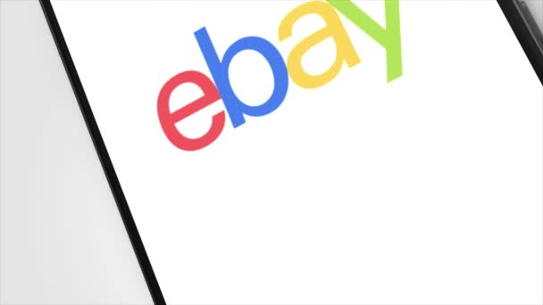 New York Usa Mai 2023 Ebay Logo Phone Screen Animation – stockvideo