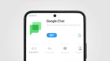 New York, ABD - 1 Mayıs 2023: Google Chat Logosu Telefon Ekran Animasyonu, İllüstrasyon Editörü.