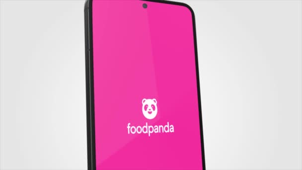 New York Usa May 2023 Foodpanda Logo Phone Screen Animation — Stock Video