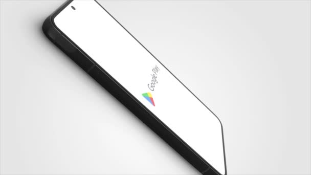 New York Usa Maja 2023 Logo Google Play Ekranie Telefonu — Wideo stockowe