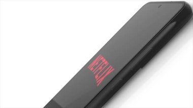 New York, ABD - 1 Mayıs 2023: Telefon Ekran Animasyonu Netflix Logosu, İllüstrasyon Editörü.