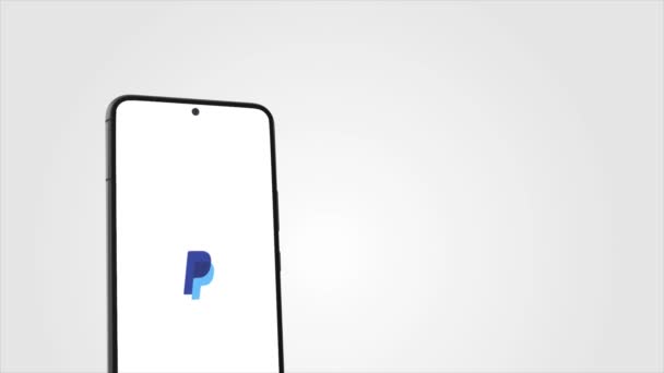 New York Usa May 2023 Paypal Logo Phone Screen Animation — стокове відео