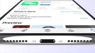 New York, ABD - 1 Mayıs 2023: Telefon Ekran Animasyonu Üzerine WeChat Logosu, İllüstrasyon Editörü.