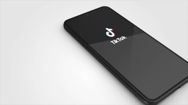 New York Usa May 2023 Tiktok Logo Phone Screen Animation — Stock Video
