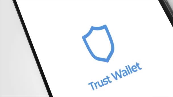 New York Usa Mai 2023 Trust Wallet Logo Phone Screen – stockvideo
