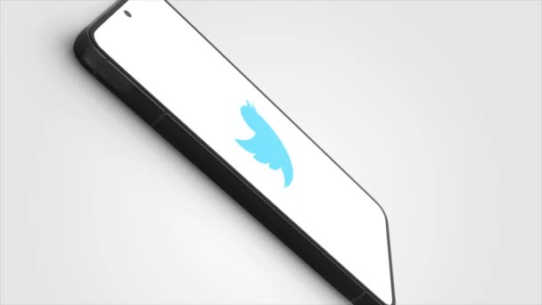 New York Usa 2023年5月1日 Twitter Logo Phone Screen Animation イラストレーション編集 — ストック動画
