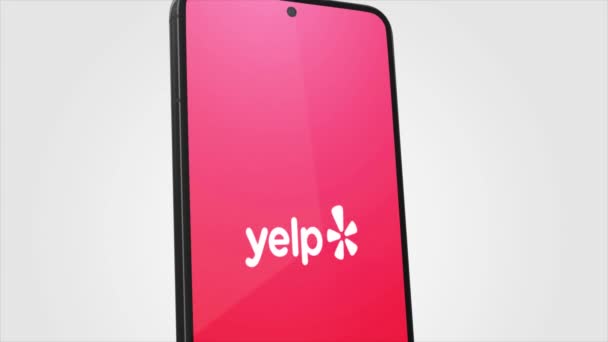 New York Usa May 2023 Yelp Logo Phone Screen Animation — Stock Video