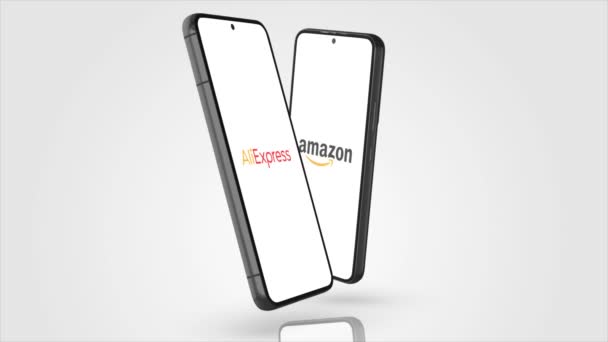 New York Amerika Serikat Mei 2023 Aliexpress Dan Amazon Logo — Stok Video