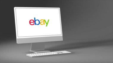 New York, ABD - 1 Mayıs 2023: PC Ekran Animasyonu Ebay Logosu, İllüstrasyon Editörü.
