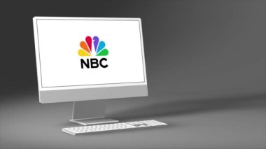 New York, ABD - 1 Mayıs 2023: PC Ekran Animasyonu NBC Logosu, İllüstrasyon Editörü.