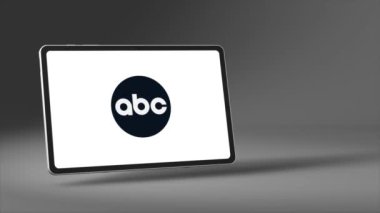 New York, ABD - 1 Mayıs 2023: Tablet Ekran Animasyonu ABC Logosu.