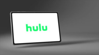 New York, ABD - 1 Mayıs 2023: Tablet Ekran Animasyonu Üzerine Hulu Logosu, İllüstrasyon Editörü.