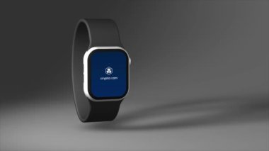 New York, ABD - 1 Mayıs 2023: Akıllı Saat Ekran Animasyonu Üzerine Kripto.com Logosu, İllüstrasyon Editörü.