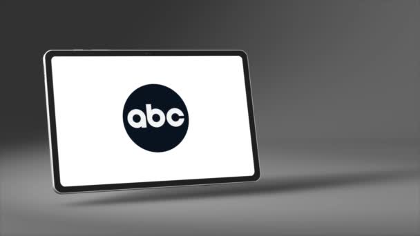 Nova York Eua Maio 2023 Logotipo Abc Animação Tablet Screen — Vídeo de Stock