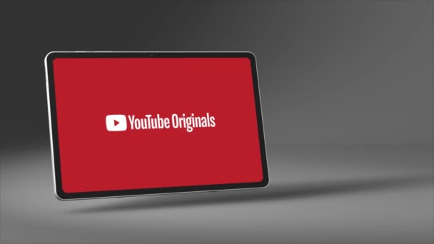 Νέα Υόρκη Ηπα Μαΐου 2023 Youtube Originals Logo Tablet Screen — Αρχείο Βίντεο