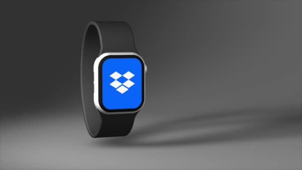 New York Usa Mai 2023 Dropbox Logo Auf Smart Watch — Stockvideo