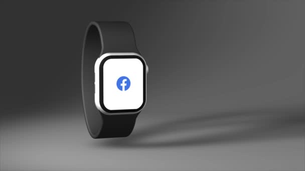 Νέα Υόρκη Ηπα Μαΐου 2023 Λογότυπο Facebook Στο Smart Watch — Αρχείο Βίντεο